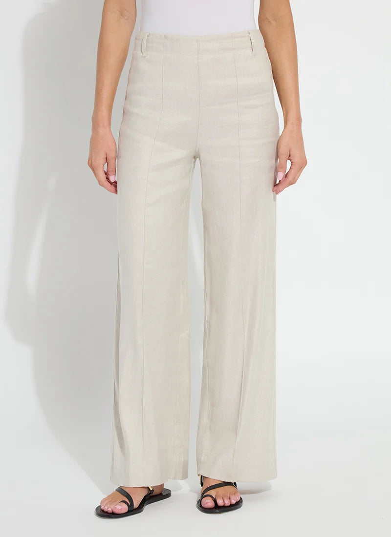 Gabriela Linen Hi Waist Pintuck Wide Leg Pant