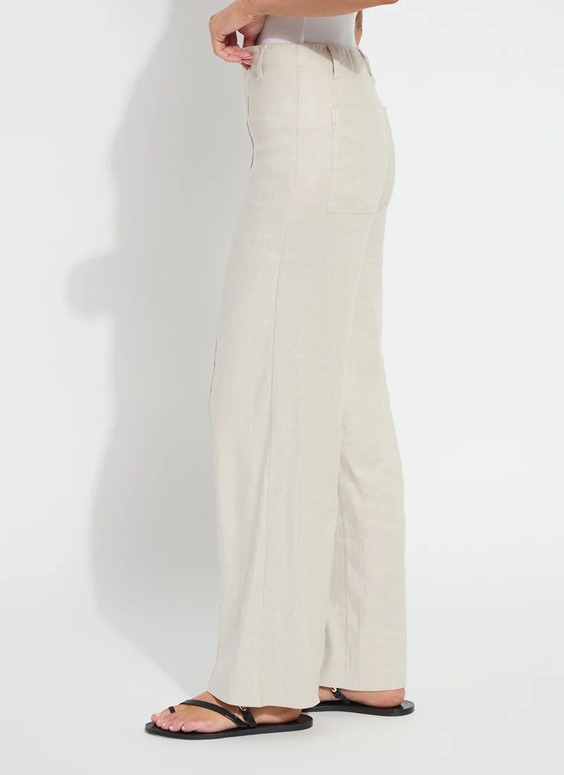 Gabriela Linen Hi Waist Pintuck Wide Leg Pant