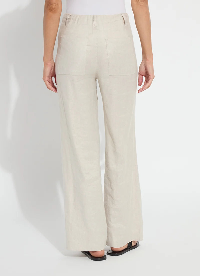 Gabriela Linen Hi Waist Pintuck Wide Leg Pant