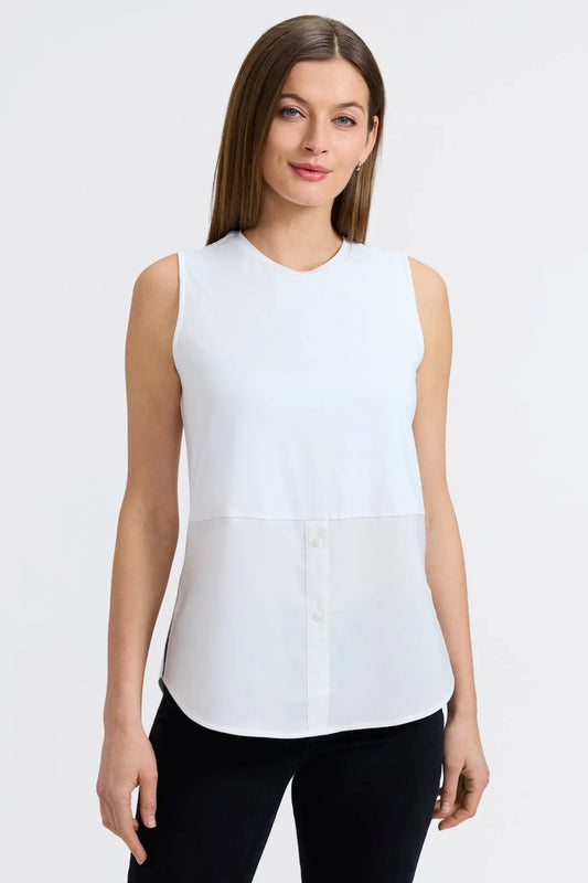 Jesse Knit-Woven Crew Cut Sleeveless Layering Tank
