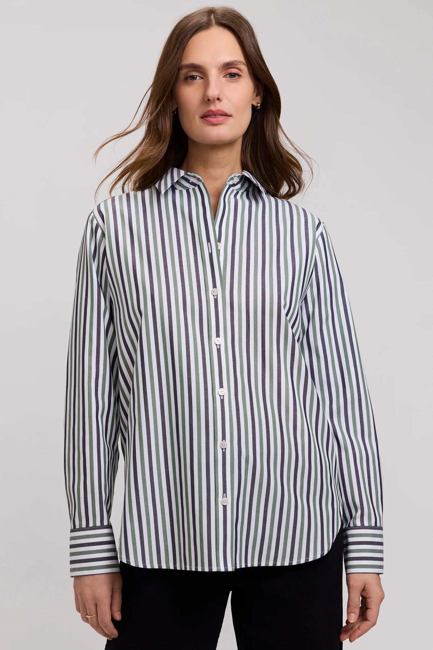 Meghan No Iron Pinpoint Stripe Long Sleeve Shirt