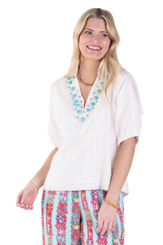 Poppy Top in White Taffeta