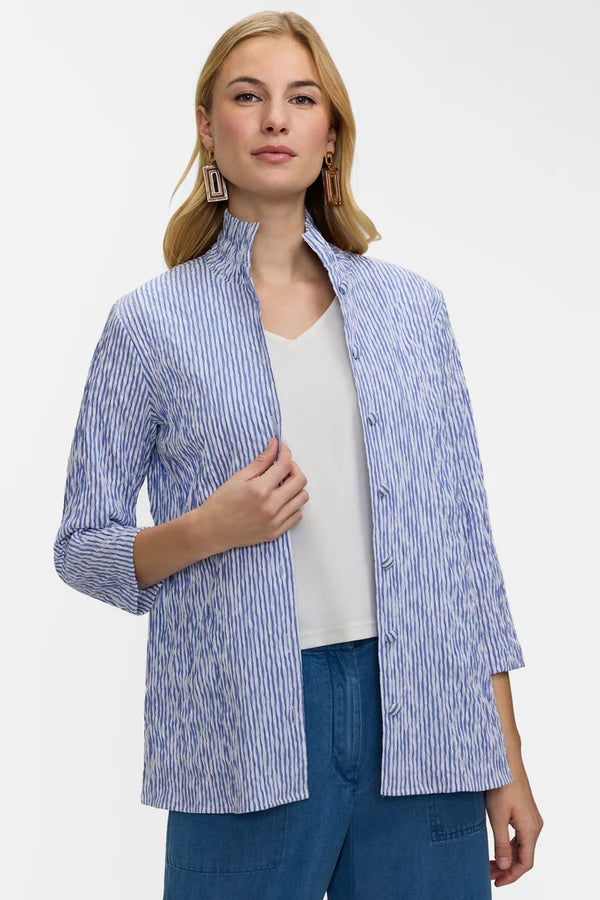 Carolina Crinkle Jacquard 3/4 Sleeve Shirt Jacket