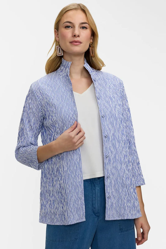 Carolina Crinkle Jacquard 3/4 Sleeve Shirt Jacket
