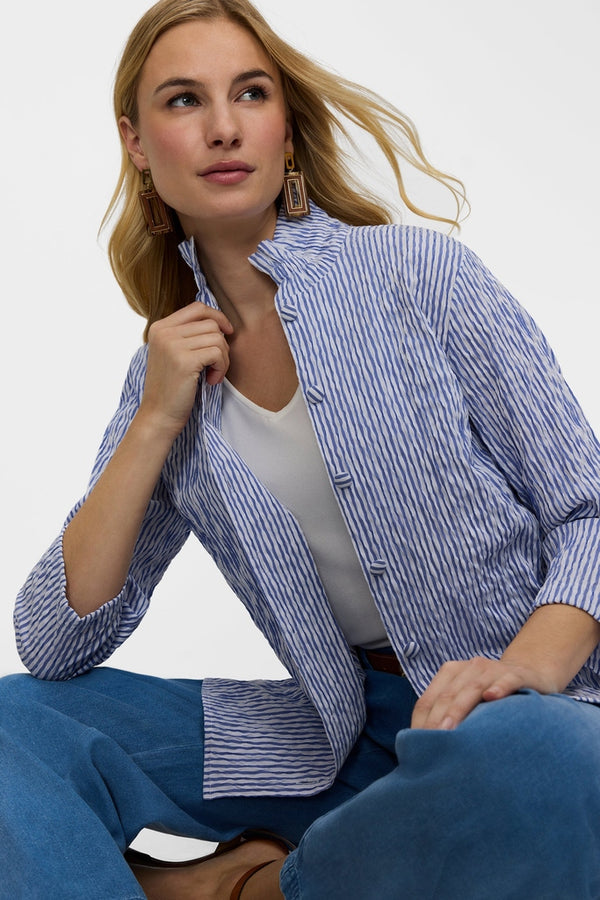 Carolina Crinkle Jacquard 3/4 Sleeve Shirt Jacket