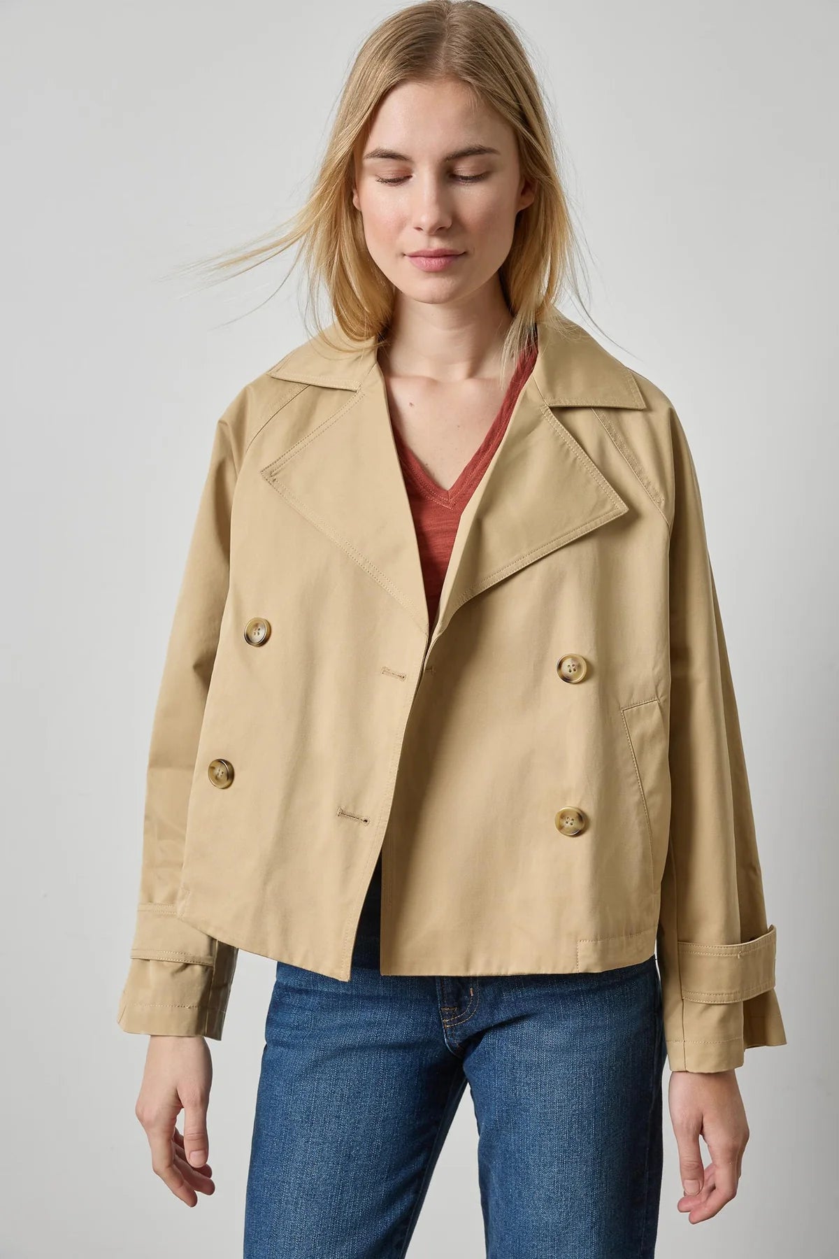 Double Breasted Short Trench Coat