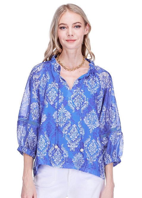 Blue Damask Top