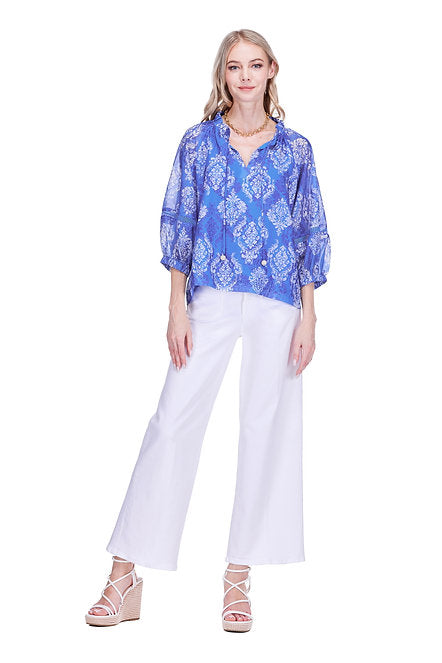 Blue Damask Top