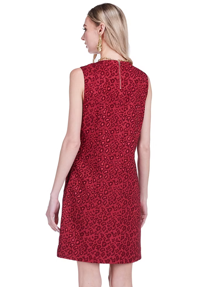 Cheetah Brocade Shift Dress