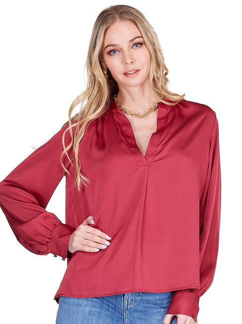 Satin V Neck Top