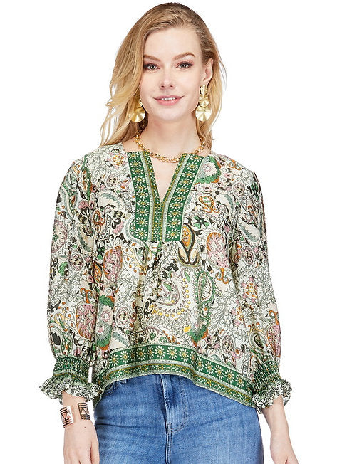 Placket Print Top
