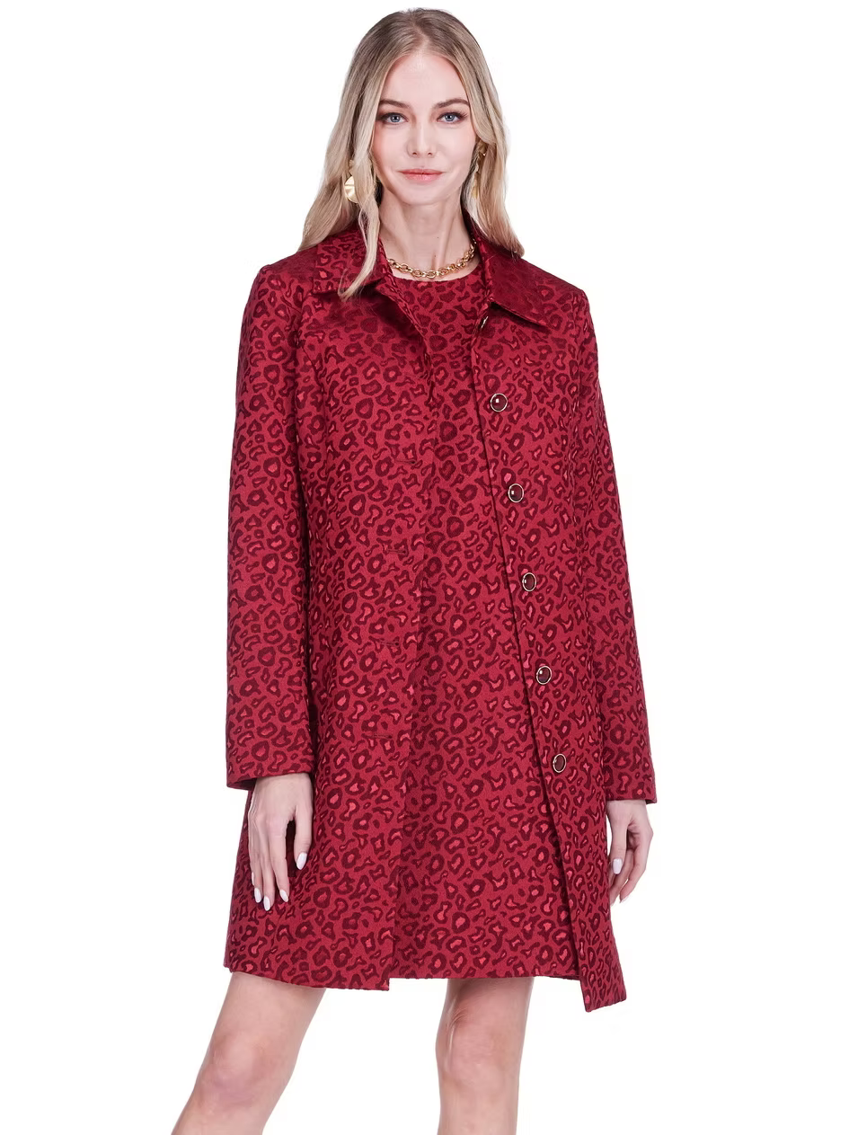 Cheetah Brocade Collar Fitted Coat