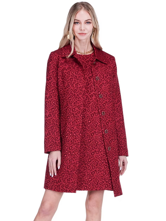 Cheetah Brocade Collar Fitted Coat
