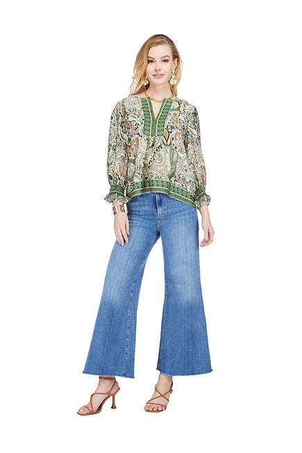 Placket Print Top