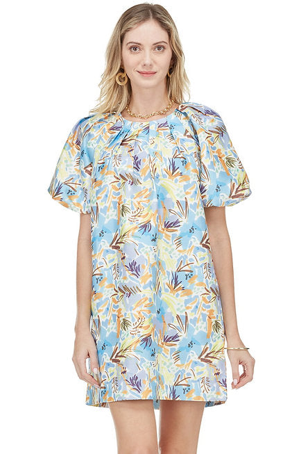 Puff Sleeve Print Dress in Floral Harvest