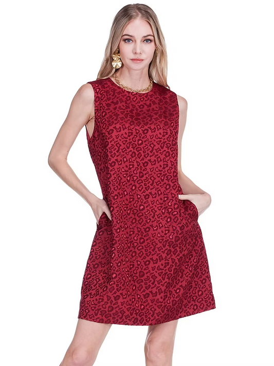 Cheetah Brocade Shift Dress