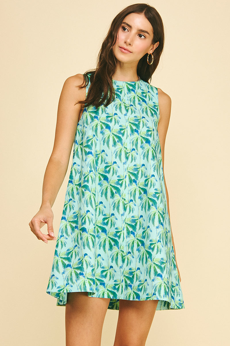 Tropical Print A-line mini dress