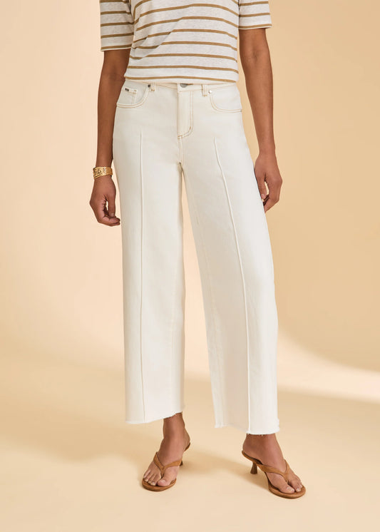 Olivia Wide Leg Ankle Denim in Ivory