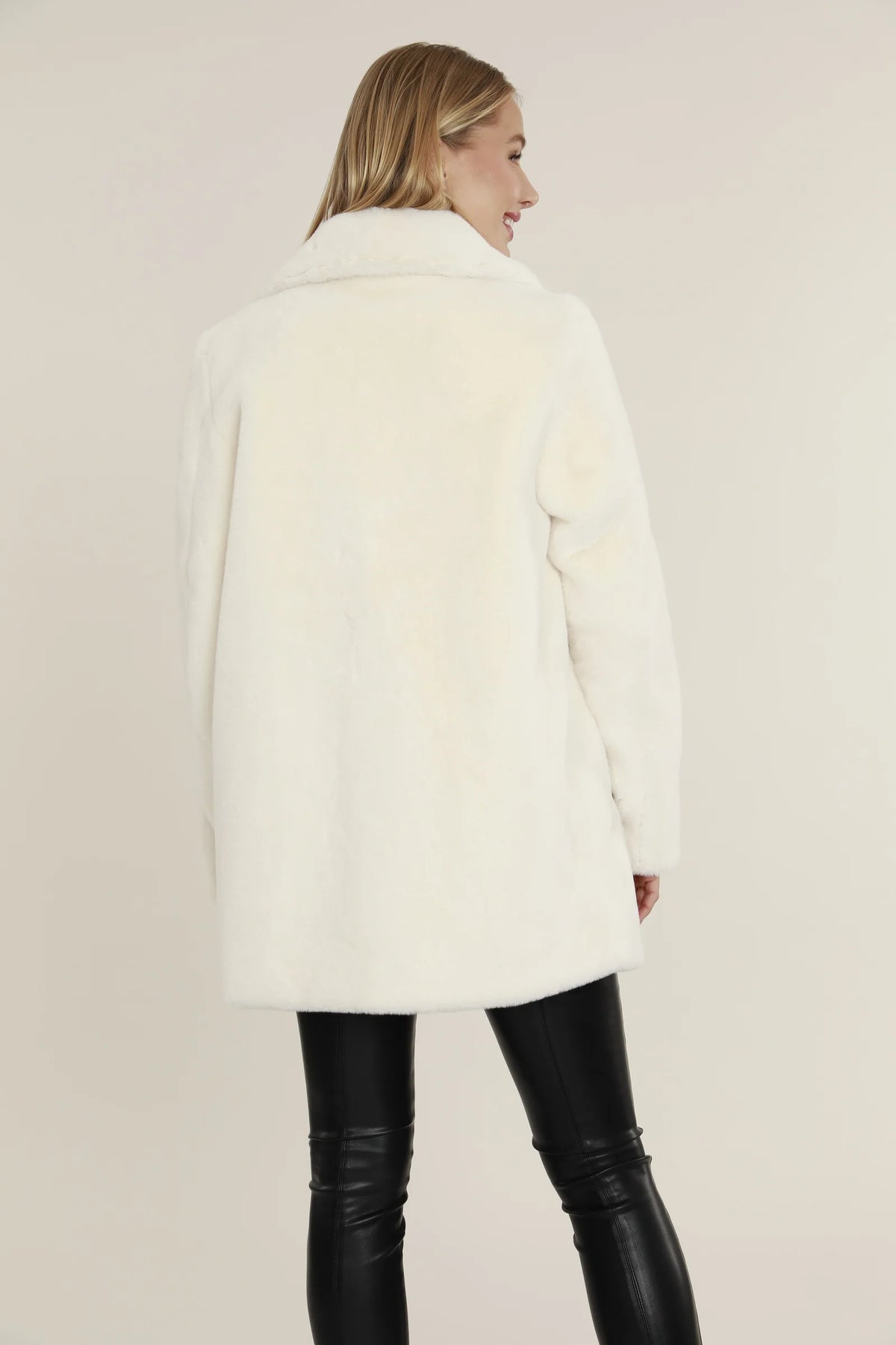 Mid Length Plush Faux Fur Coat