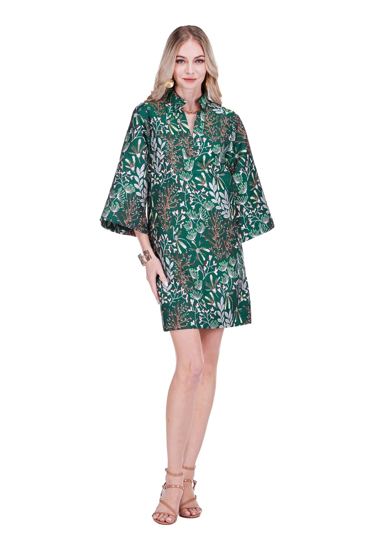 Evergreen Bell Sleeve Caftan Dress