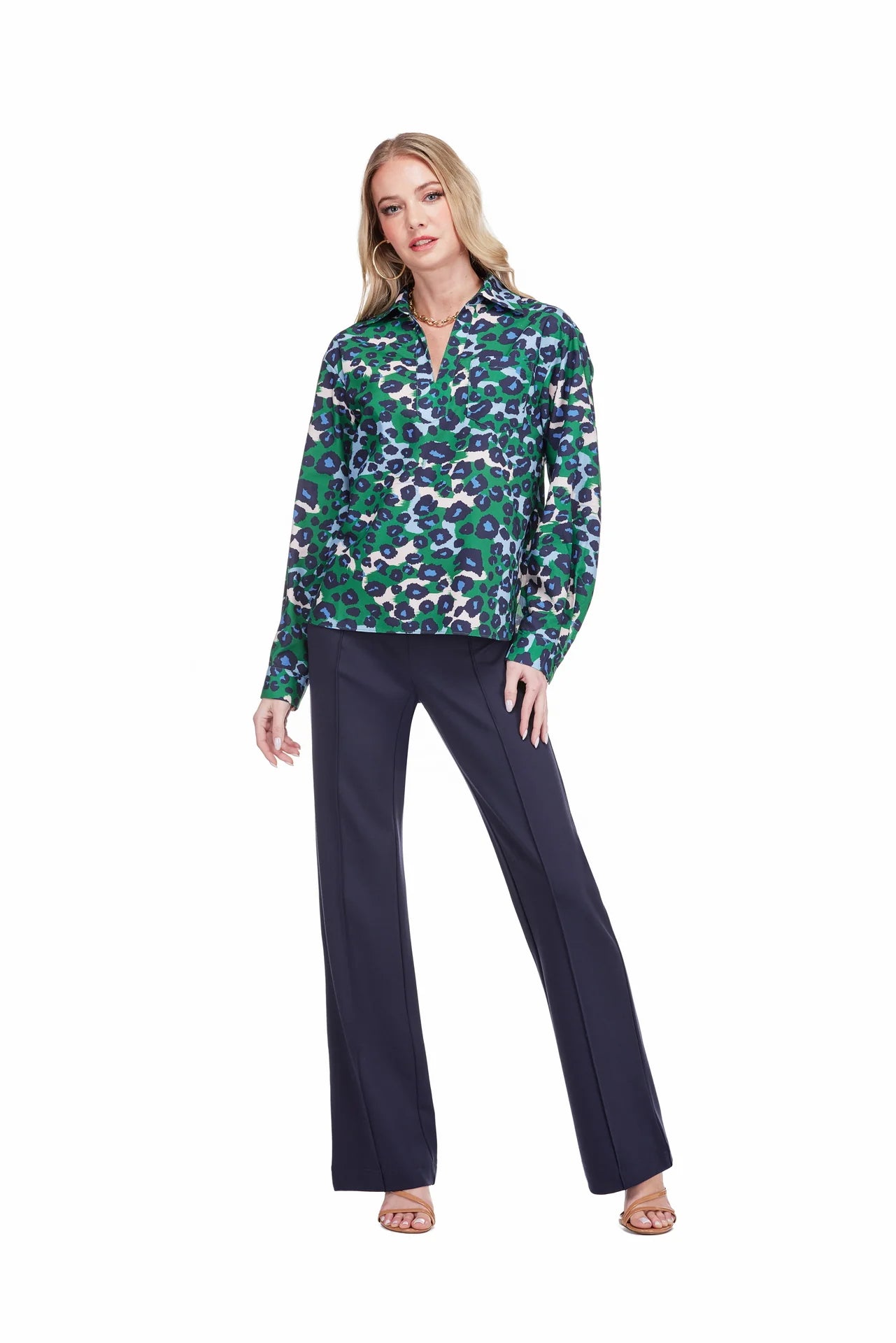 Emerald Leopard Print Blouse