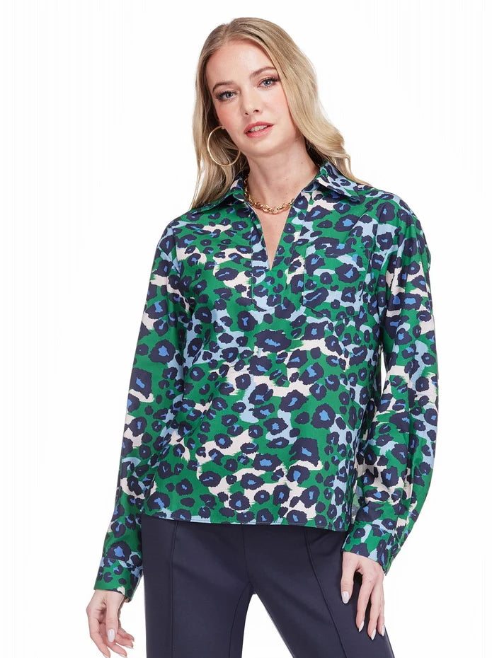 Emerald Leopard Print Blouse