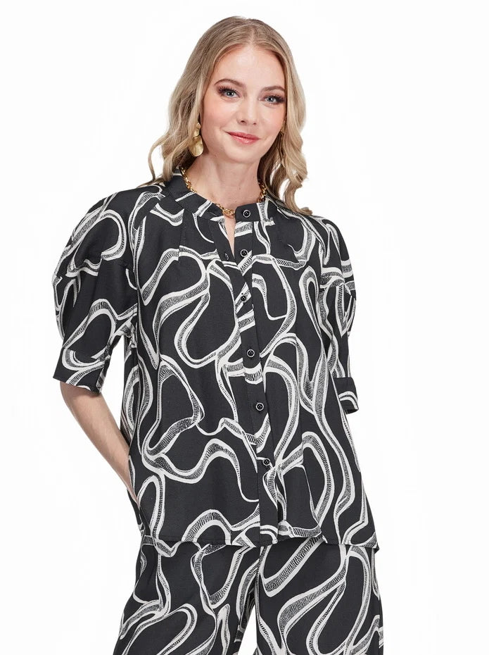 Lantern Sleeve Stripe Top