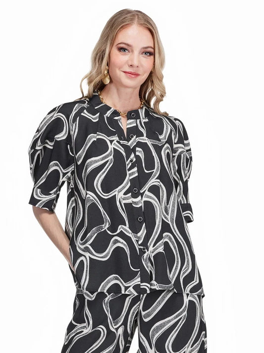 Lantern Sleeve Stripe Top