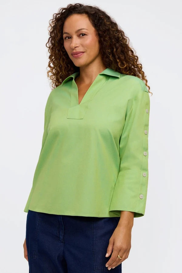 Lainey No Iron Pinpoint 3/4 Button Sleeve Shirt