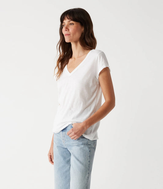 Baxter Vneck Raw Edge Tee - The French Shoppe