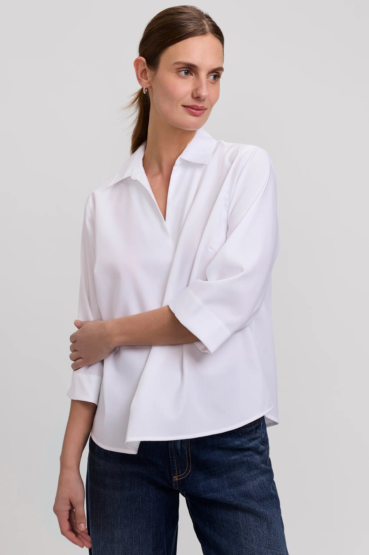 Cleo Cotton Twill 3/4 Sleeve Popover Shirt