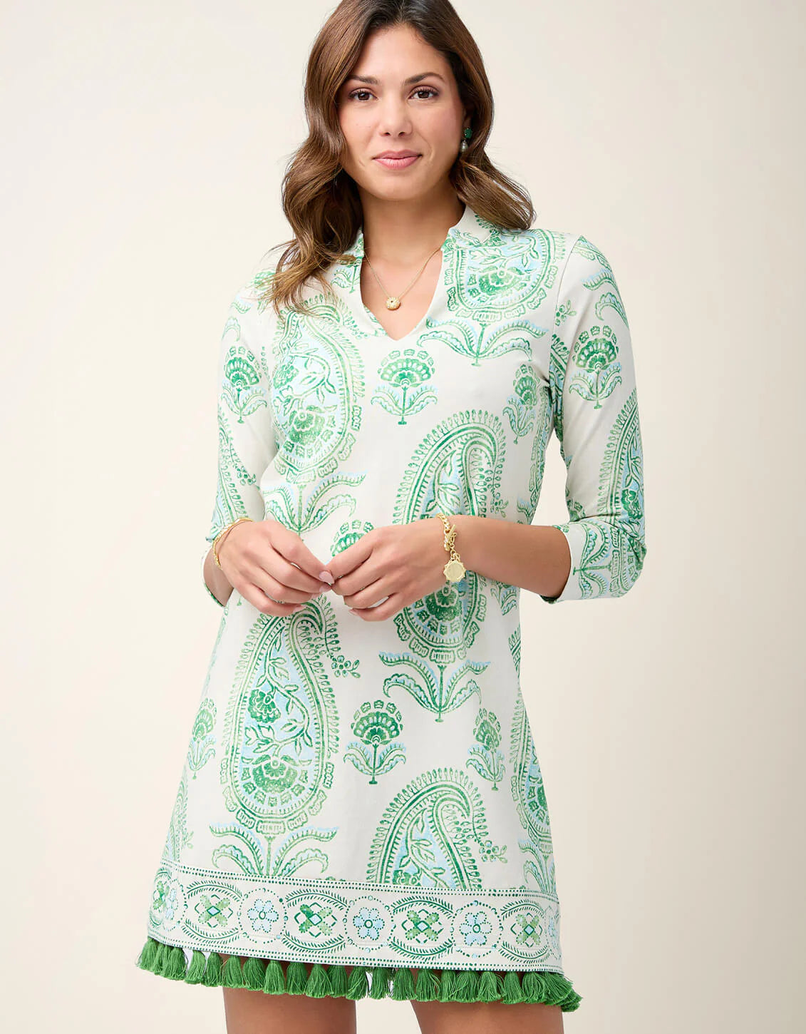 Kit Jersey Dress Flagler Paisley Green