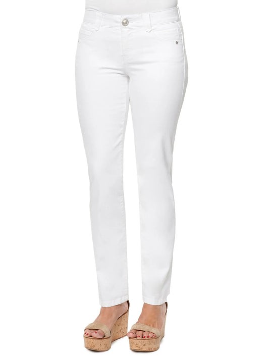 "Ab"solution® Straight Leg White Jeans - The French Shoppe