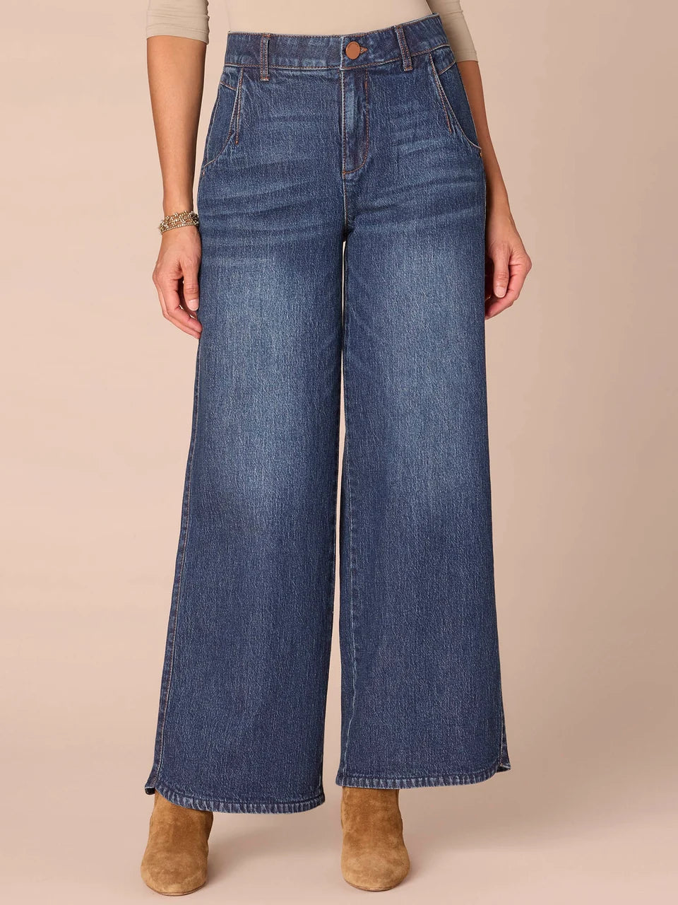 “Ab”solution® Skyrise Tulip Hem Blue Wide Leg Jeans