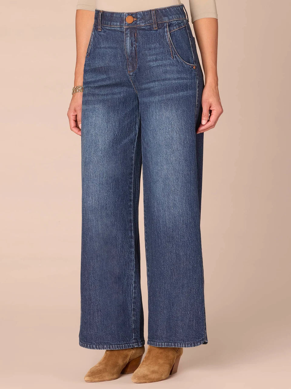 “Ab”solution® Skyrise Tulip Hem Blue Wide Leg Jeans