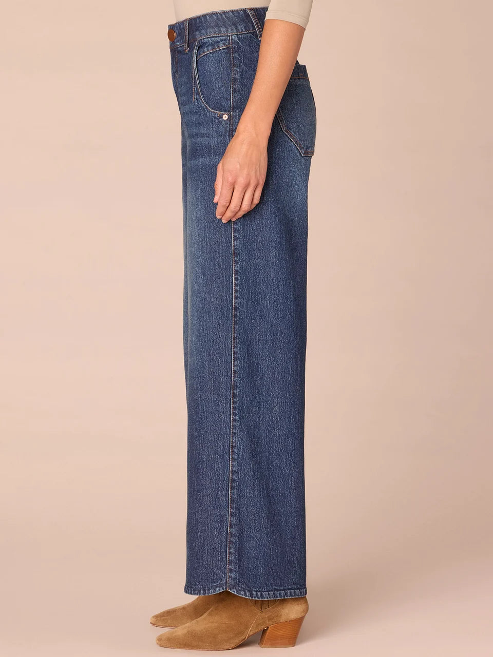 “Ab”solution® Skyrise Tulip Hem Blue Wide Leg Jeans