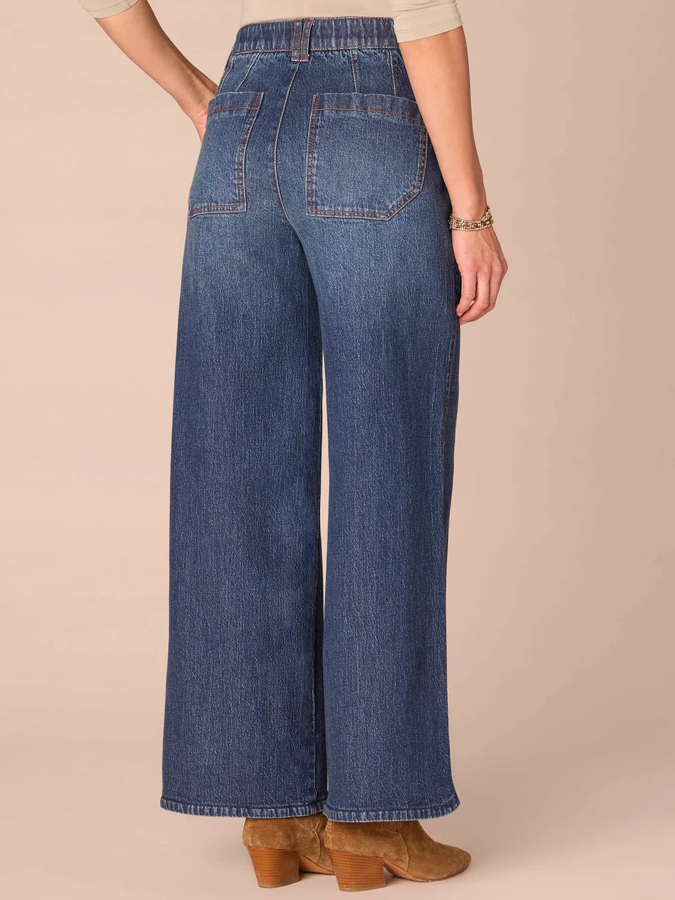 “Ab”solution® Skyrise Tulip Hem Blue Wide Leg Jeans