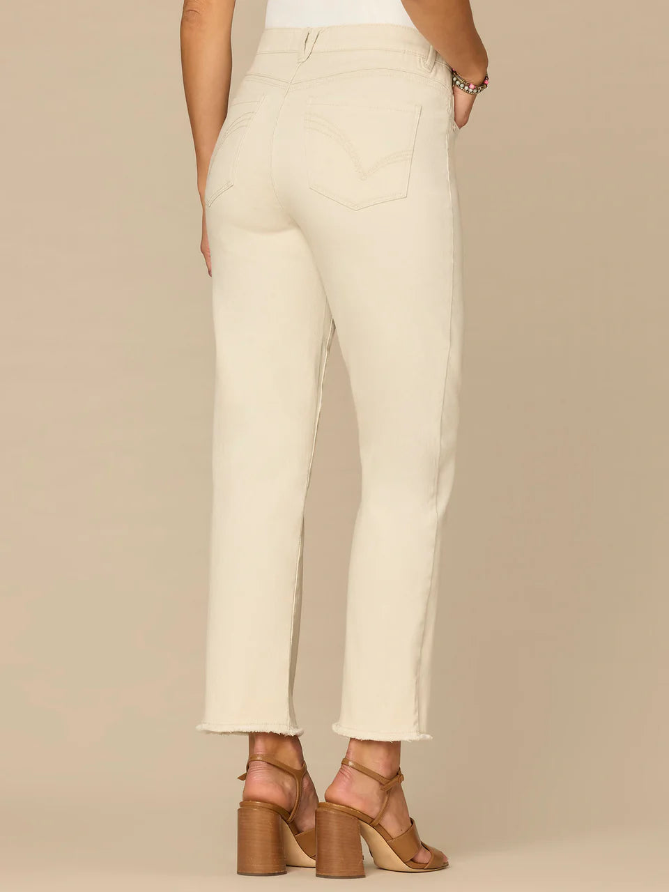 "Ab"solution® Colored Slim Straight Cascading "D" Pants