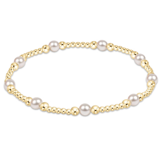 Classic Purpose Pattern 4mm bead bracelet Pearl