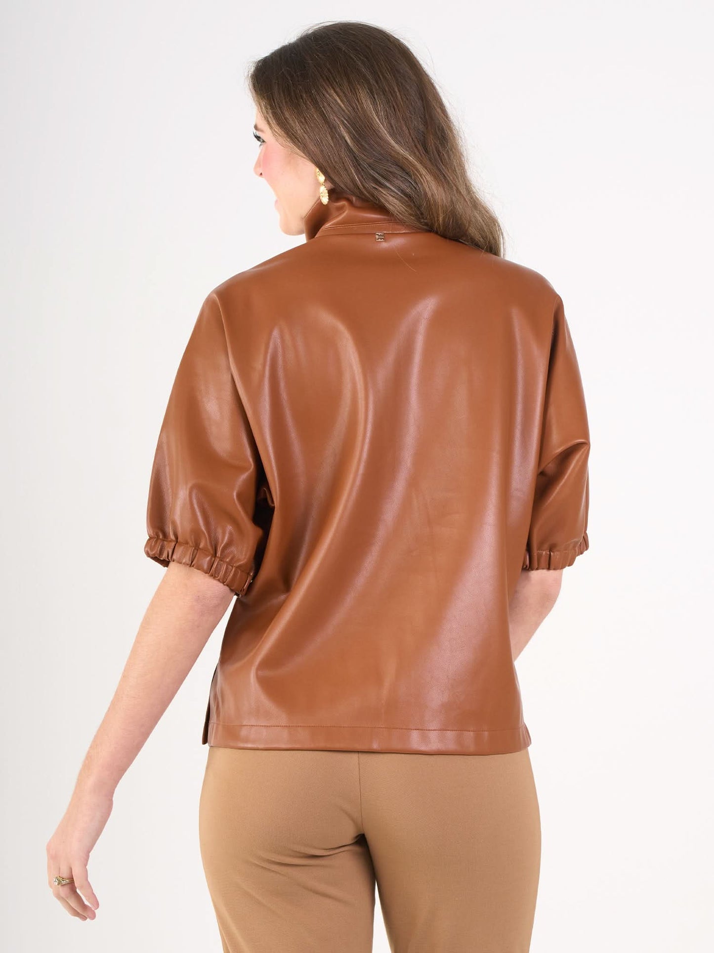 Poppy Top in Luggage Vegan Leather