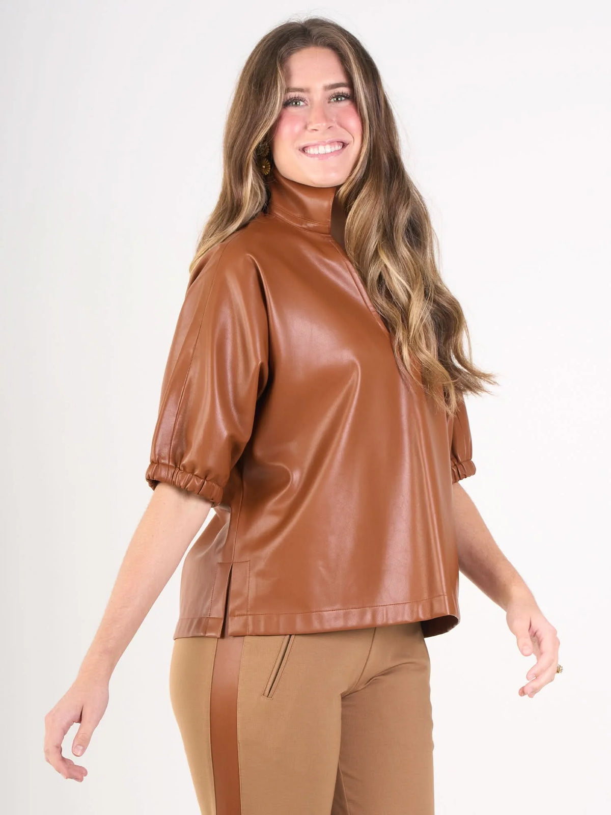 Poppy Top in Luggage Vegan Leather
