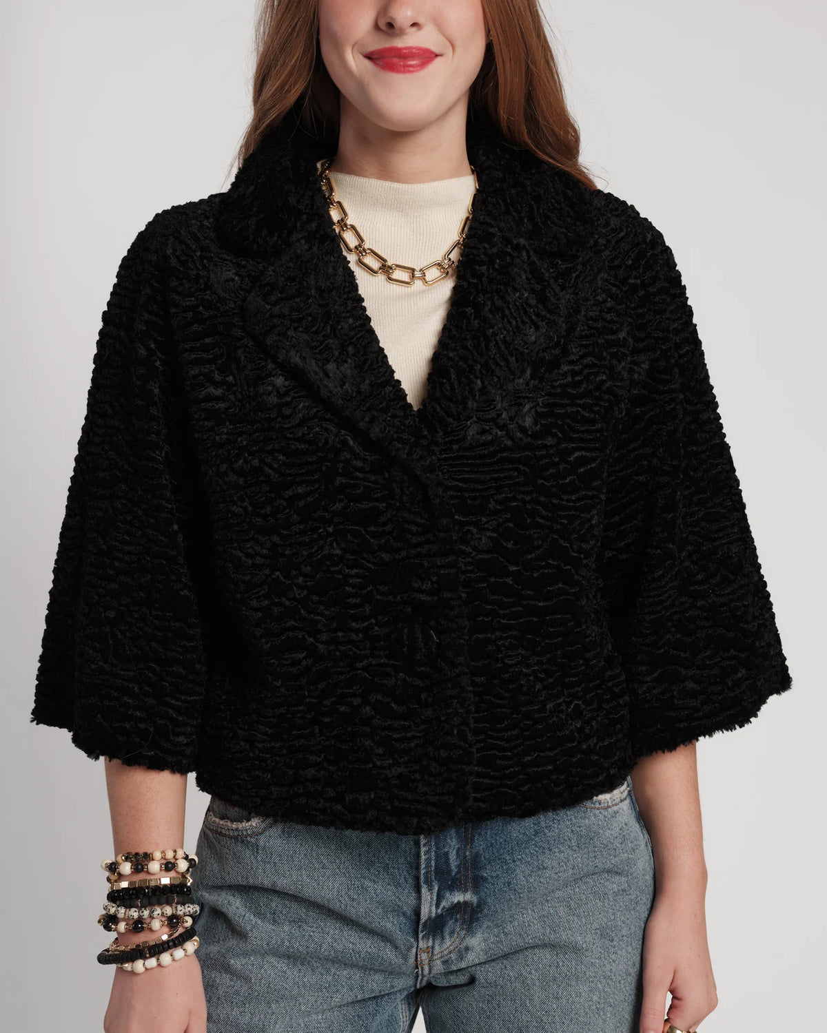 Blaine Jacket in Lamb Faux Fur