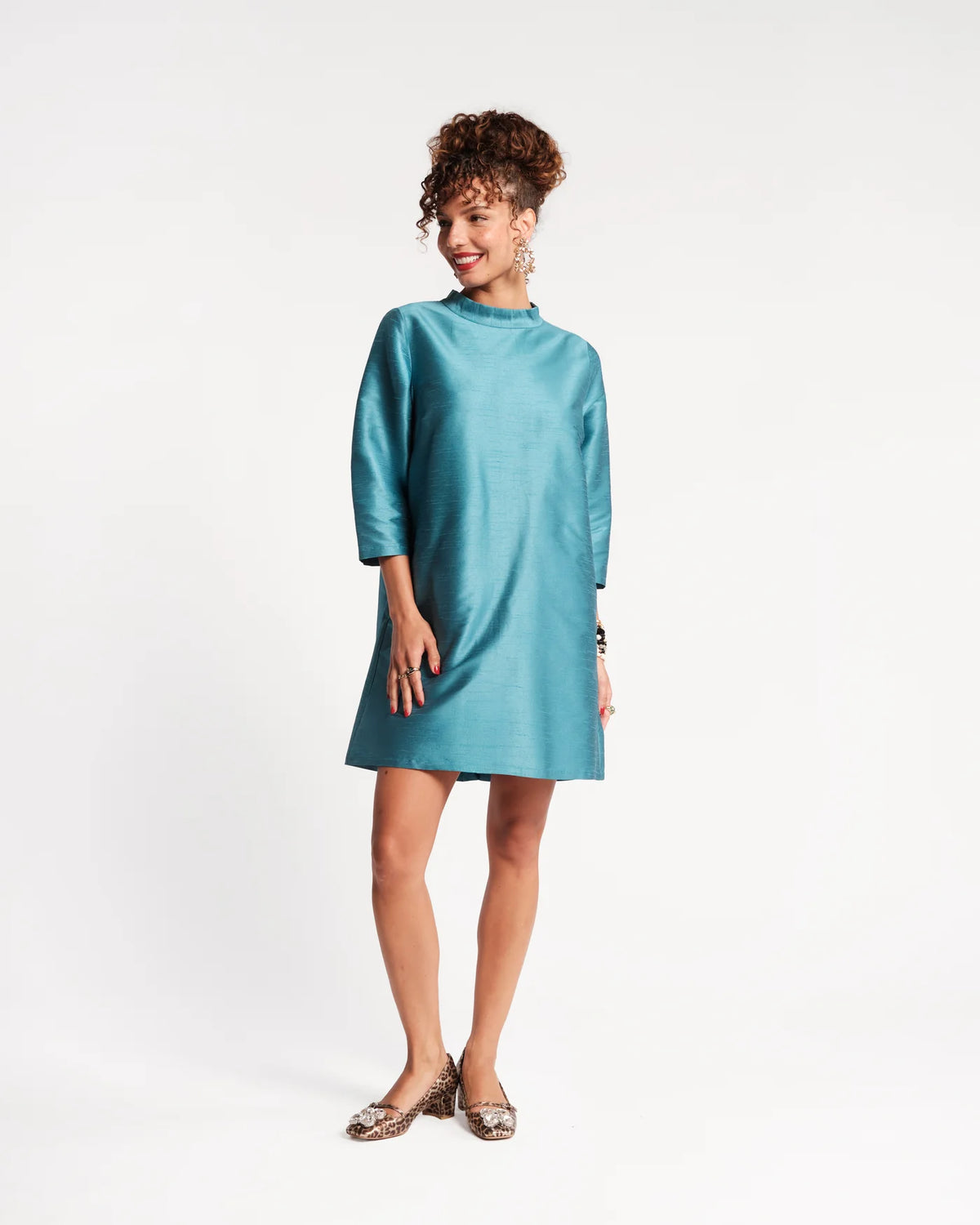 Diplomat Mini Dress in Teal