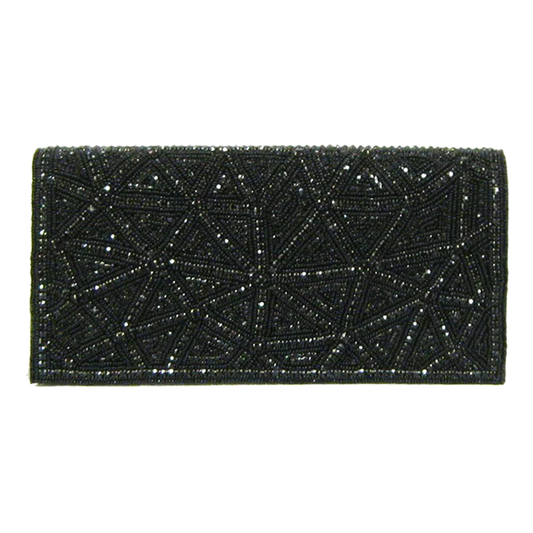 Black Crystals Beaded Bag