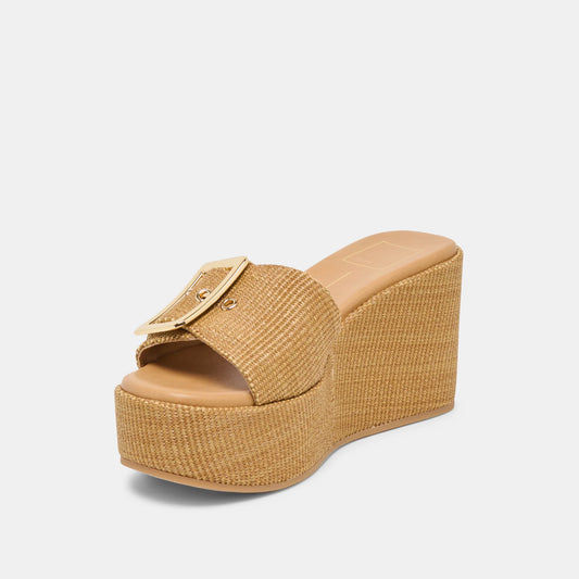 Jilian Wedges in Mocha Raffia