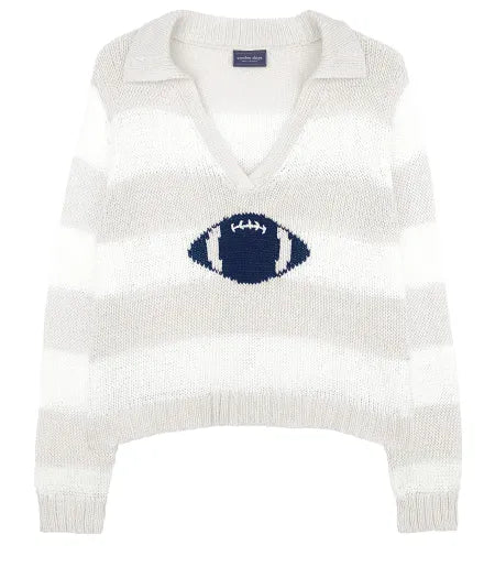 Football Striped Cotton Sweater