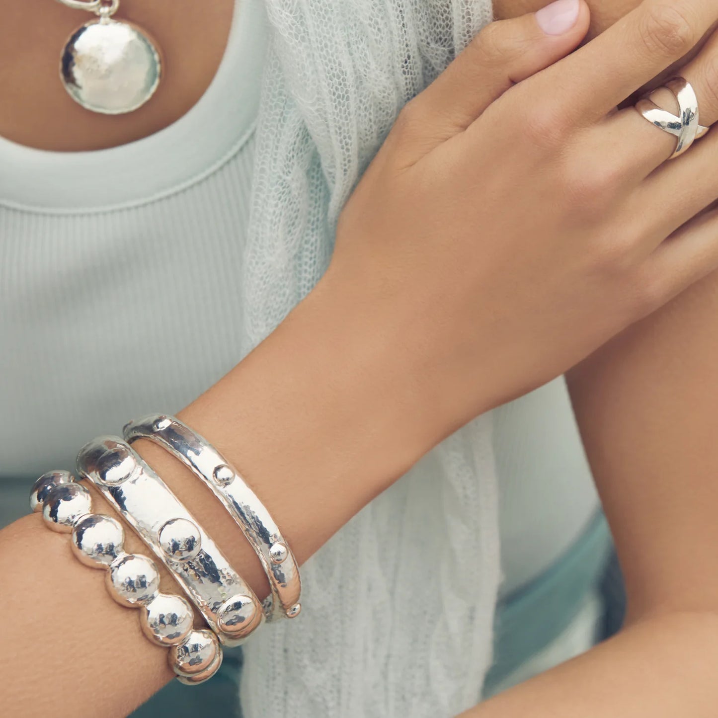 Solara Hinge Bangle Silver