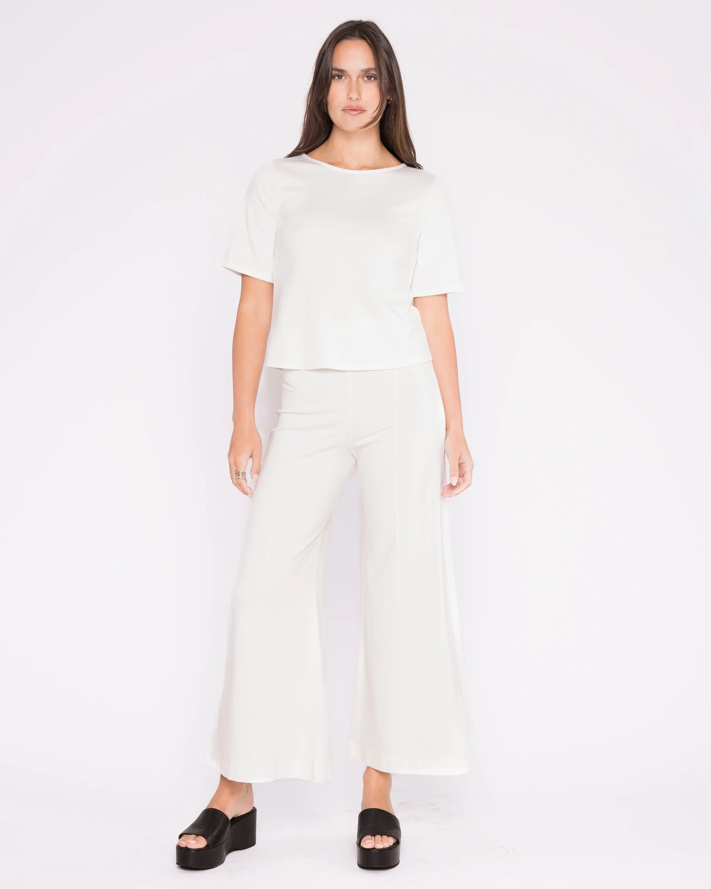 Ponte Knit Short Sleeve Top Extended