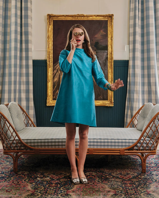 Diplomat Mini Dress in Teal