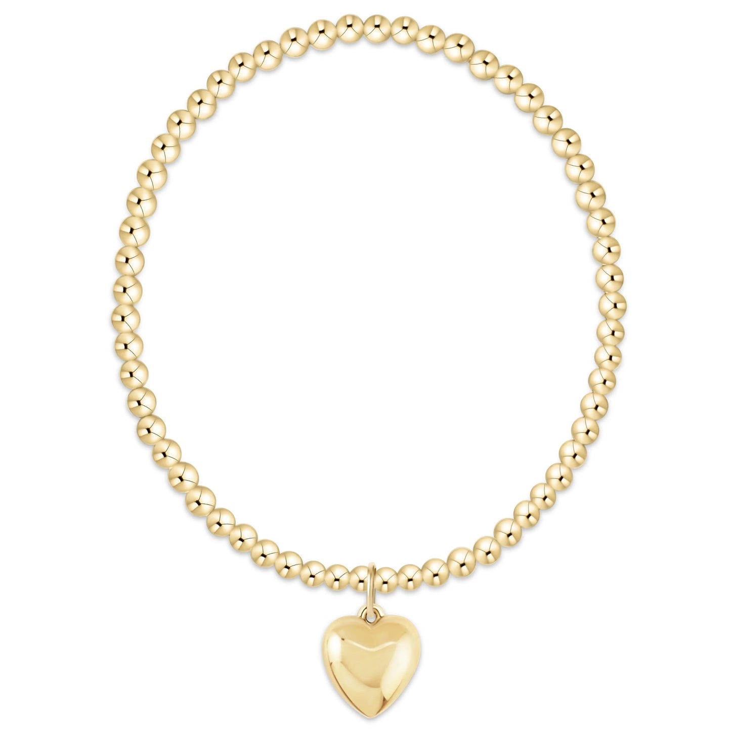 classic gold 3mm bracelet with love plush gold charm